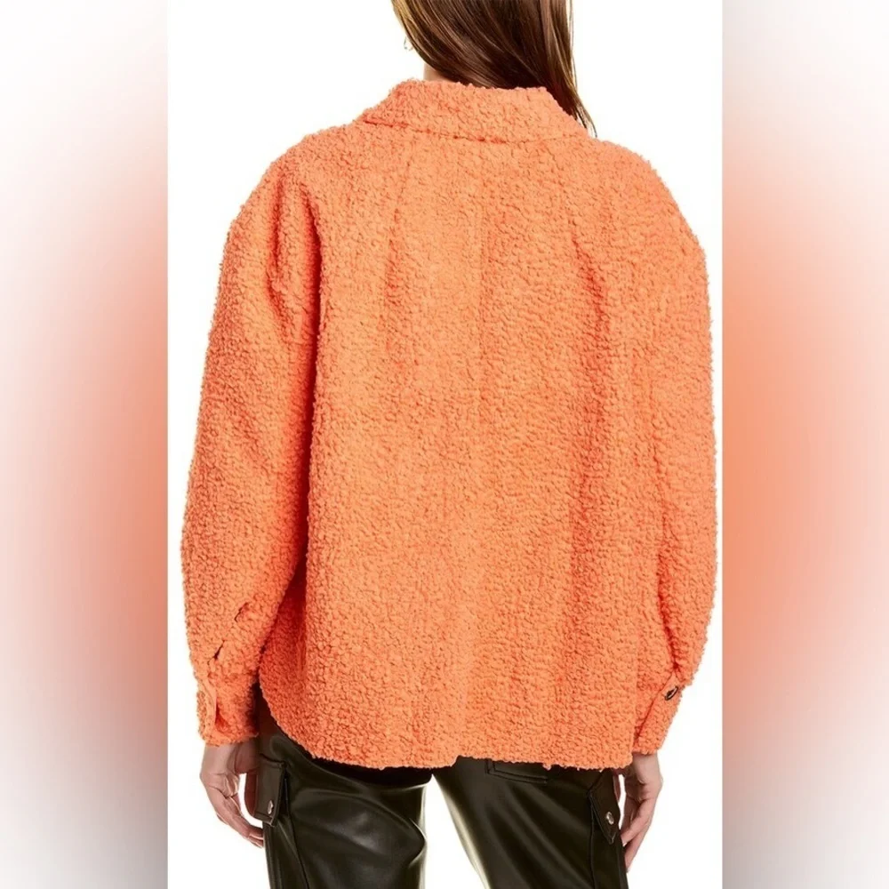 Endless Rose Teddy Shacket, Coral Colored, Size Large, Button Up, Side Slits - Picture 6 of 13